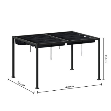 Tonnelle 4 x 3 m aluminium ardoise / graphite Zalya Hespéride - Le Dépôt Bailleul