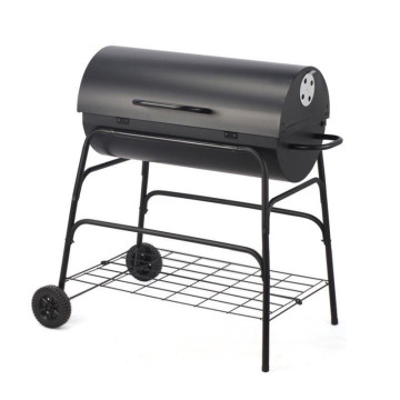 Barbecue à charbon cylindre métal noir sur roues - Le Dépôt Bailleul