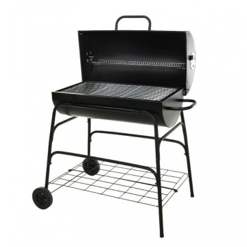 Barbecue à charbon cylindre métal noir sur roues - Le Dépôt Bailleul