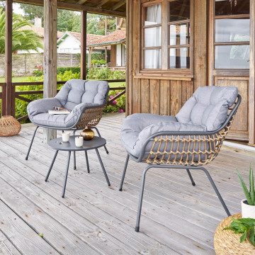 Salon de jardin 2 places Paopao graphite Hespéride - Le Dépôt Bailleul