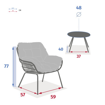 Salon de jardin 2 places Paopao graphite Hespéride - Le Dépôt Bailleul