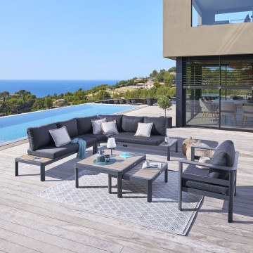 Salon de jardin d'angle Paradize graphite Hespéride - Le Dépôt Bailleul