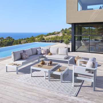 Salon de jardin d'angle Paradize blanc Hespéride - Le Dépôt Bailleul