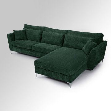 Canapé angle droit velours côtelé vert Isla - Le Dépôt Bailleul