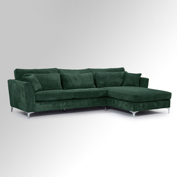Canapé angle droit velours côtelé vert Isla - Le Dépôt Bailleul