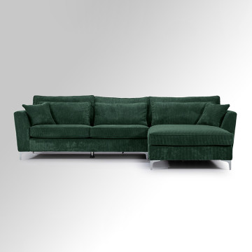 Canapé angle droit velours côtelé vert Isla - Le Dépôt Bailleul