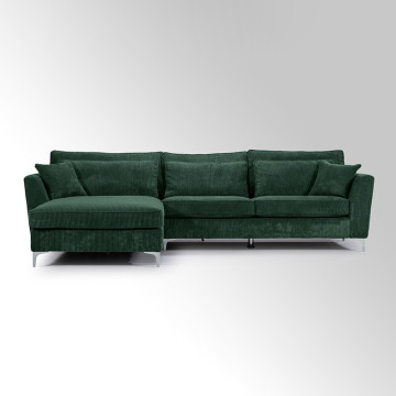 Canapé angle gauche velours côtelé vert Isla - Le Dépôt Bailleul