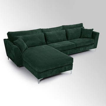 Canapé angle gauche velours côtelé vert Isla - Le Dépôt Bailleul