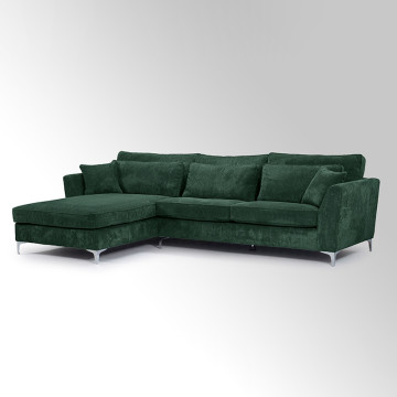 Canapé angle gauche velours côtelé vert Isla - Le Dépôt Bailleul