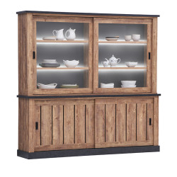 Vaisselier 2 + 2 portes avec éclairage Edouard- Le Dépôt Bailleul