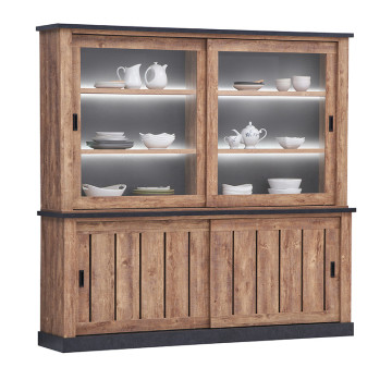 Vaisselier 2 + 2 portes avec éclairage Edouard- Le Dépôt Bailleul