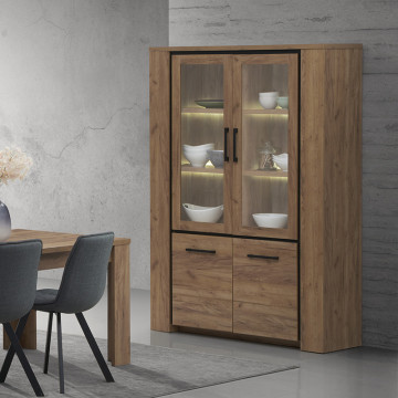 Vitrine 2 portes pleines + 2 portes vitrées Lio - Le Dépôt Bailleul