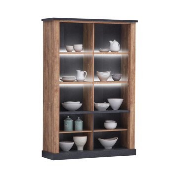 Vitrine 2 + 2 portes coulissantes avec éclairage LED Edouard - Le Dépôt Bailleul