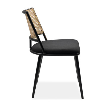 Chaise métal noir dossier cannage Schiller - Le Dépôt Bailleul