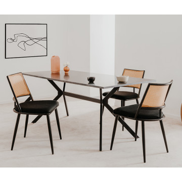 Chaise métal noir dossier cannage Schiller - Le Dépôt Bailleul