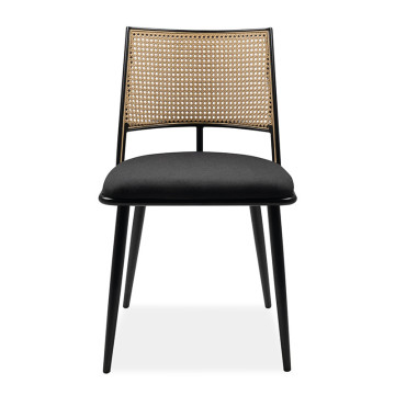 Chaise métal noir dossier cannage Schiller - Le Dépôt Bailleul