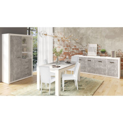 Salle à manger Gent coloris blanc et gris béton - Le Dépôt Bailleul