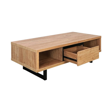 Table basse 2 niches 1 tiroir pieds métal Sully - Le Dépôt Bailleul