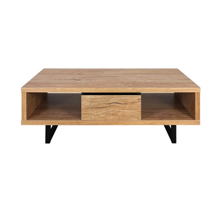 Table basse 2 niches 1 tiroir pieds métal Sully - Le Dépôt Bailleul