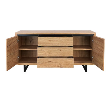 Bahut 3 tiroirs 2 portes pieds métal Sully - Le Dépôt Bailleul