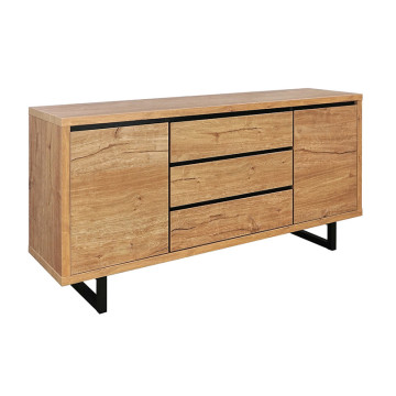 Bahut 3 tiroirs 2 portes pieds métal Sully - Le Dépôt Bailleul