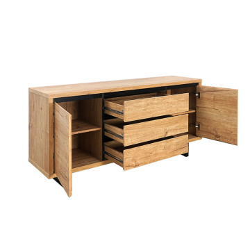 Bahut 3 tiroirs 2 portes pieds métal Sully - Le Dépôt Bailleul