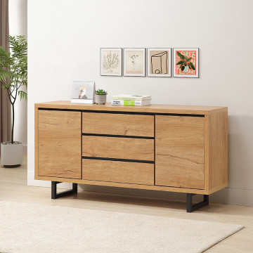 Bahut 3 tiroirs 2 portes pieds métal Sully - Le Dépôt Bailleul