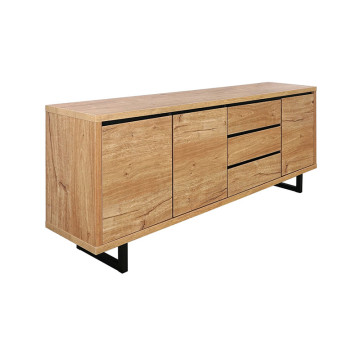 Bahut 3 tiroirs 3 portes pieds métal Sully - Le Dépôt Bailleul