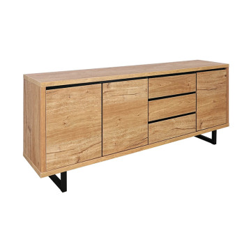 Bahut 3 tiroirs 3 portes pieds métal Sully - Le Dépôt Bailleul