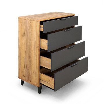 Commode 4 tiroirs naturel et gris Harry - Le Dépôt Bailleul