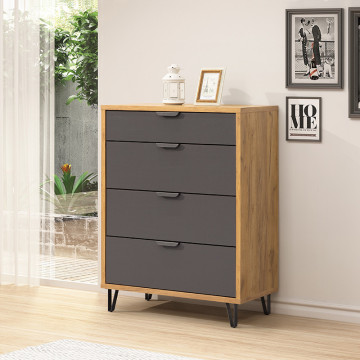 Commode 4 tiroirs naturel et gris Harry - Le Dépôt Bailleul