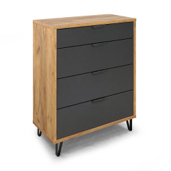 Commode 4 tiroirs naturel et gris Harry - Le Dépôt Bailleul