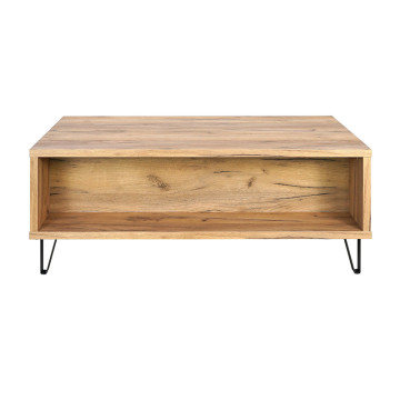 Table basse 1 tiroir 2 niches pieds métal Harry - Le Dépôt Bailleul