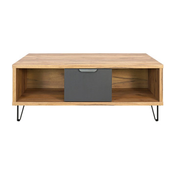 Table basse 1 tiroir 2 niches pieds métal Harry - Le Dépôt Bailleul