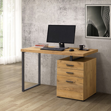 Bureau 3 tiroirs pied métal Elton  - Le Dépôt Bailleul