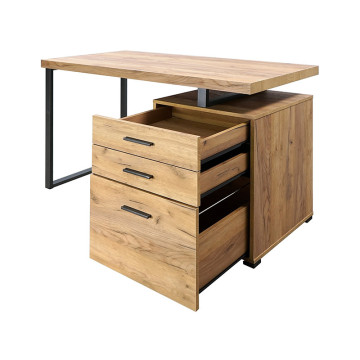 Bureau 3 tiroirs pied métal Elton  - Le Dépôt Bailleul