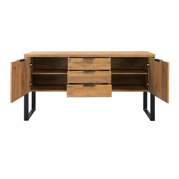 Buffet 2 portes 3 tiroirs pieds métal Ron - Le Dépôt Bailleul