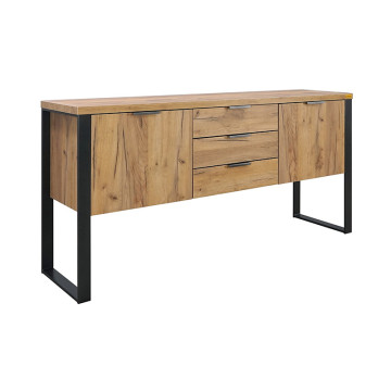 Buffet 2 portes 3 tiroirs pieds métal Ron - Le Dépôt Bailleul