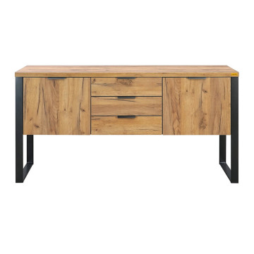 Buffet 2 portes 3 tiroirs pieds métal Ron - Le Dépôt Bailleul