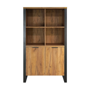 Buffet haut 4 niches 2 portes pieds métal Ron - Le Dépôt Bailleul