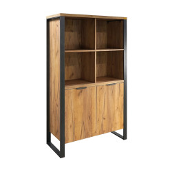Buffet haut 4 niches 2 portes pieds métal Ron - Le Dépôt Bailleul