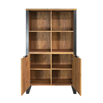 Buffet haut 4 niches 2 portes pieds métal Ron - Le Dépôt Bailleul
