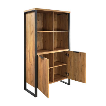 Buffet haut 4 niches 2 portes pieds métal Ron - Le Dépôt Bailleul