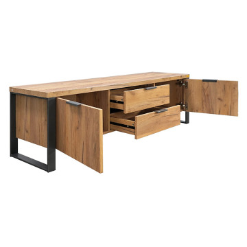 Meuble TV 2 portes 2 tiroirs pieds métal Ron - Le Dépôt Bailleul