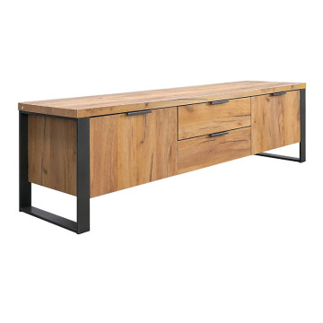 Meuble TV 2 portes 2 tiroirs pieds métal Ron - Le Dépôt Bailleul
