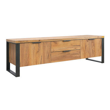Meuble TV 2 portes 2 tiroirs pieds métal Ron - Le Dépôt Bailleul