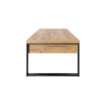 Table basse 2 tiroirs 1 niche pieds métal Ron - Le Dépôt Bailleul