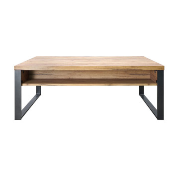 Table basse 2 tiroirs 1 niche pieds métal Ron - Le Dépôt Bailleul