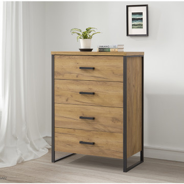 Commode 4 tiroirs pieds métal Ron - Le Dépôt Bailleul