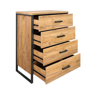 Commode 4 tiroirs pieds métal Ron - Le Dépôt Bailleul